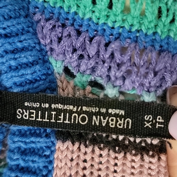 Urban Outfitters Striped Crochet Fringe Tank Sz XS EUC - Picture 3 of 4